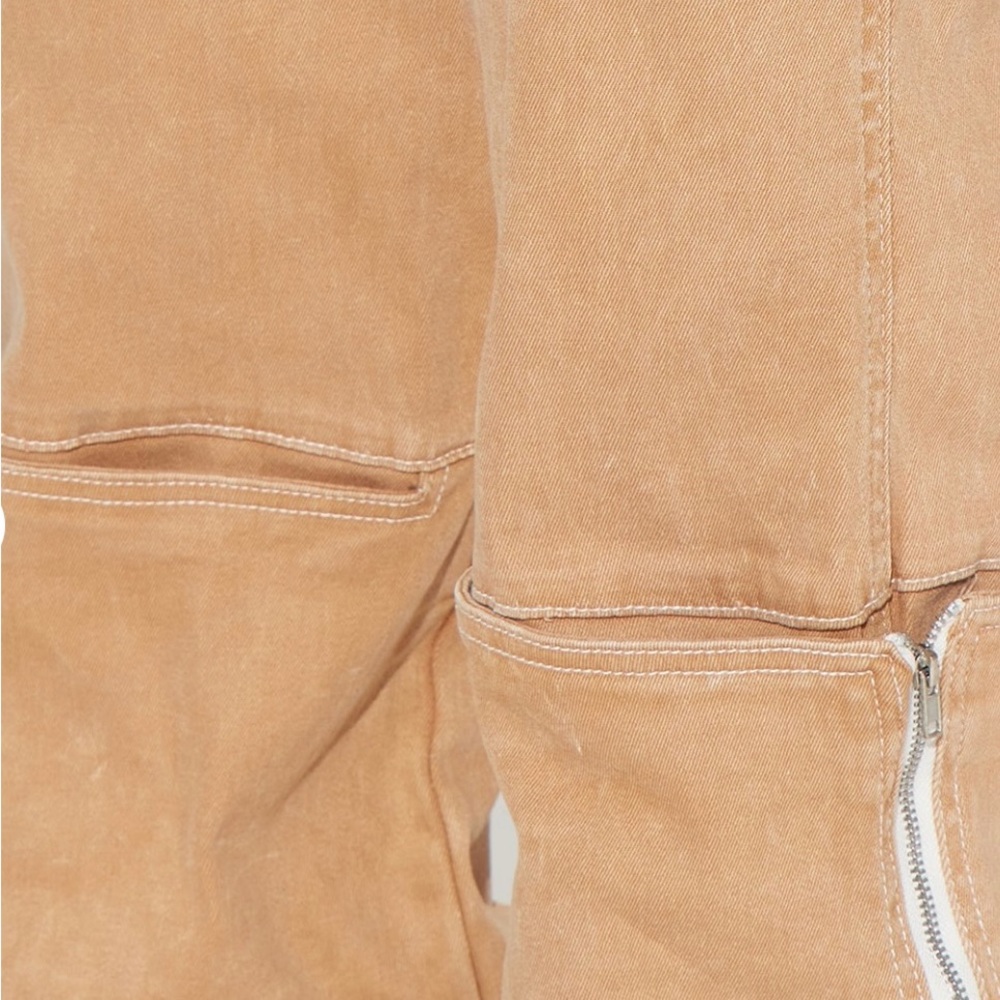 Fashion Nova alternate tan stretch cargo jeans size 13 brown / white - Picture 10 of 10